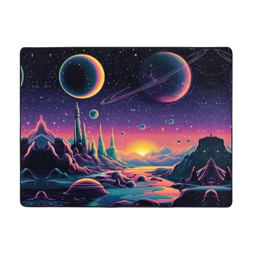 WZYWHJ Teppiche, Wohnzimmer-Fußmatten, Läufer, rutschfest, Kinderzimmermatte, Spielteppich, 160 x 121,9 cm, wunderbares Weltraummuster von WZYWHJ