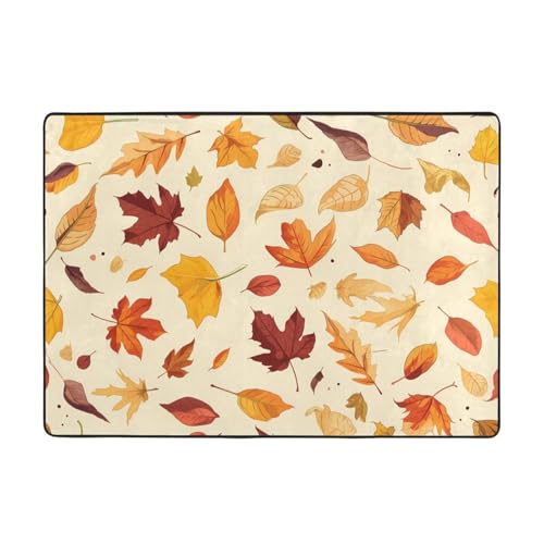 WZYWHJ Teppiche, Wohnzimmer-Fußmatten, Läufer, rutschfest, Kinderzimmermatte, Spielteppich, 203,2 x 147,3 cm, Herbstwind und fallende Blätter von WZYWHJ