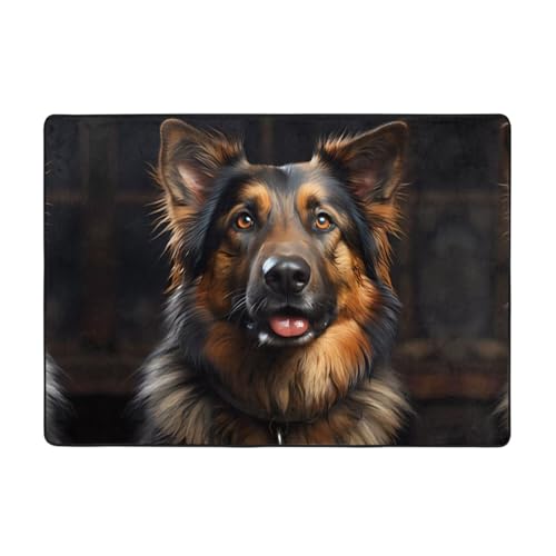 WZYWHJ Teppiche, Wohnzimmer-Fußmatten, Läufer, rutschfest, Kinderzimmermatte, Spielteppich, 203,2 x 147,3 cm, Motiv Deutscher Schäferhund WZYWHJ Teppiche, Wohnzimmer-Fußmatten, Läufer, rutschfest, Kinderzimmermatte, Spielteppich, 203,2 x 147,3 cm, Motiv Deutscher Schäferhund von WZYWHJ
