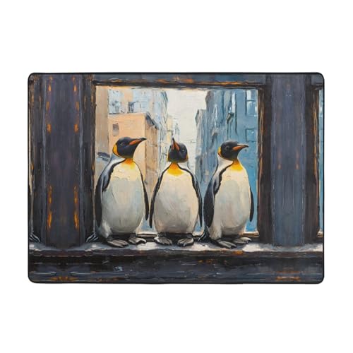 WZYWHJ Teppiche, Wohnzimmer-Fußmatten, Läufer, rutschfest, Kinderzimmermatte, Spielteppich, 203,2 x 147,3 cm, Pinguine in der Tür und am Fenster bedruckt WZYWHJ Teppiche, Wohnzimmer-Fußmatten, Läufer, rutschfest, Kinderzimmermatte, Spielteppich, 203,2 x 147,3 cm, Pinguine in der Tür und am Fenster bedruckt von WZYWHJ