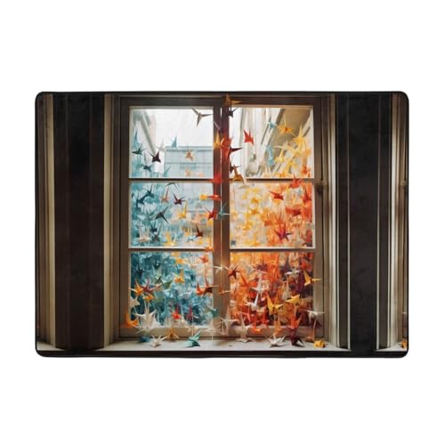 WZYWHJ Teppiche, Wohnzimmer-Fußmatten, Läufer, rutschfest, Kinderzimmermatte, Spielteppich, 203,2 x 147,3 cm, Tausend Papierkraniche am Fenster bedruckt WZYWHJ Teppiche, Wohnzimmer-Fußmatten, Läufer, rutschfest, Kinderzimmermatte, Spielteppich, 203,2 x 147,3 cm, Tausend Papierkraniche am Fenster bedruckt von WZYWHJ