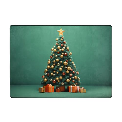 WZYWHJ Teppiche, Wohnzimmer-Fußmatten, Läufer, rutschfest, Kinderzimmermatte, Spielteppich, 203,2 x 147,3 cm, Weihnachtsbaum-Muster von WZYWHJ