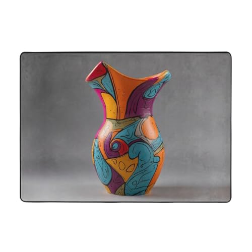 WZYWHJ Teppiche, Wohnzimmer-Fußmatten, Läufer, rutschfest, Kinderzimmermatte, Spielteppich, 203,2 x 147,3 cm, buntes Graffiti-Vasen-Druck WZYWHJ Teppiche, Wohnzimmer-Fußmatten, Läufer, rutschfest, Kinderzimmermatte, Spielteppich, 203,2 x 147,3 cm, buntes Graffiti-Vasen-Druck von WZYWHJ
