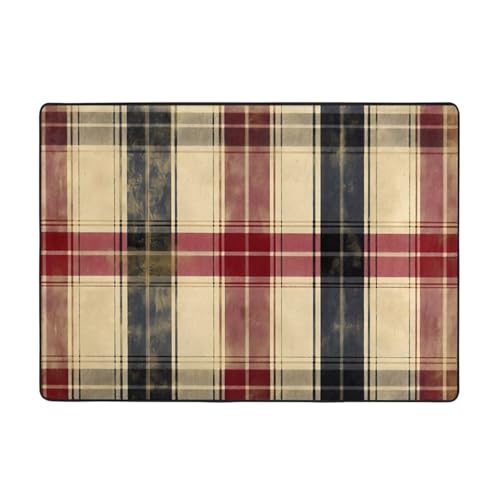 WZYWHJ Teppiche, Wohnzimmer-Fußmatten, Läufer, rutschfest, Kinderzimmermatte, Spielteppich, 203,2 x 147,3 cm, karierte Drucke von WZYWHJ