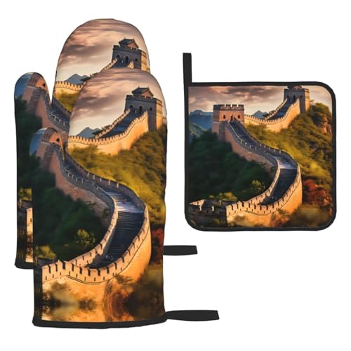 WZYWHJ The Great Wall of China bedruckte Ofenhandschuhe und Topflappe, 3-teiliges Set, verdickter langer Küchenhandschuh WZYWHJ The Great Wall of China bedruckte Ofenhandschuhe und Topflappe, 3-teiliges Set, verdickter langer Küchenhandschuh von WZYWHJ