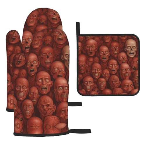 WZYWHJ The terrifying red wall Printed Oven Gloves and Pot Rack 3-teiliges Set Thickened Long Kitchen mitt WZYWHJ The terrifying red wall Printed Oven Gloves and Pot Rack 3-teiliges Set Thickened Long Kitchen mitt von WZYWHJ