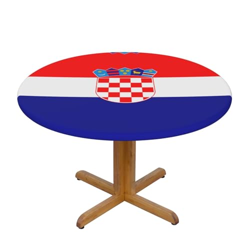 WZYWHJ Tischdecke mit Flagge der Republik Kroatien, rund, wasserdicht, knitterfrei, für Esstisch, Dekoration, Tischdecke von WZYWHJ