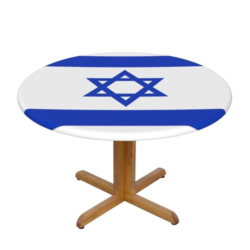 WZYWHJ Tischdecke mit israelischer Flagge, rund, wasserdicht, knitterfrei, für Esstisch, Dekoration, Tischdecke von WZYWHJ