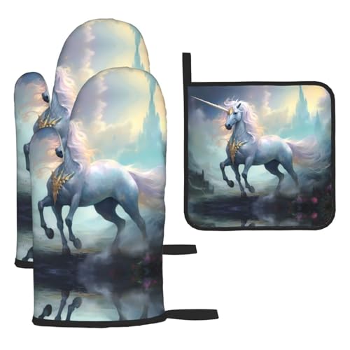 WZYWHJ Unicorns on The Run bedruckte Ofenhandschuhe und Topflappe, 3-teiliges Set, verdickter langer Küchenhandschuh WZYWHJ Unicorns on The Run bedruckte Ofenhandschuhe und Topflappe, 3-teiliges Set, verdickter langer Küchenhandschuh von WZYWHJ