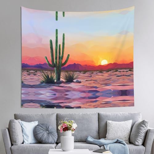WZYWHJ Wandteppich mit Kaktus- und Sonnenuntergang-Druck, Innendekoration, 152,4 x 129,5 cm: weich, hochwertig und leicht, geeignet für Wandbehänge von WZYWHJ