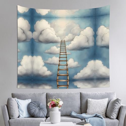 WZYWHJ Wandteppich mit Leiter zu den Wolken, 152,4 x 129,5 cm: weich, hochwertig und leicht, geeignet für Wandbehänge von WZYWHJ