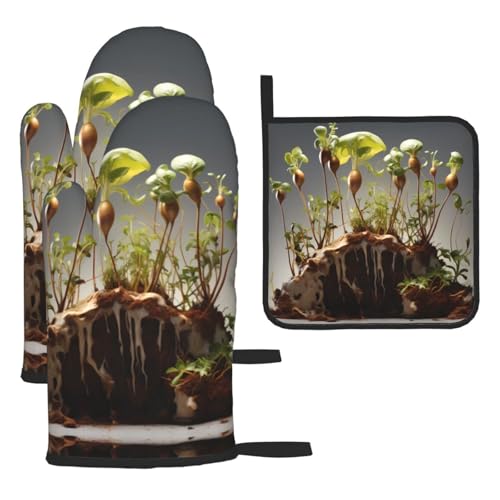 WZYWHJ Young Sprouts Poking Out bedruckte Ofenhandschuhe und Topflappe, 3-teiliges Set, verdickter, langer Küchenhandschuh WZYWHJ Young Sprouts Poking Out bedruckte Ofenhandschuhe und Topflappe, 3-teiliges Set, verdickter, langer Küchenhandschuh von WZYWHJ