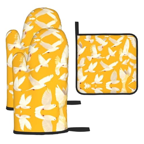 WZYWHJ flying dove bedruckte Ofenhandschuhe und Topflappe, 3-teiliges Set, verdickter langer Küchenhandschuh WZYWHJ flying dove bedruckte Ofenhandschuhe und Topflappe, 3-teiliges Set, verdickter langer Küchenhandschuh von WZYWHJ