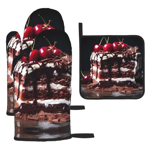 WZYWHJ schwarzwälder Kirschtorte bedruckte Ofenhandschuhe und Topflappen 3-teiliges Set verdickter langer Küchenhandschuh WZYWHJ schwarzwälder Kirschtorte bedruckte Ofenhandschuhe und Topflappen 3-teiliges Set verdickter langer Küchenhandschuh von WZYWHJ