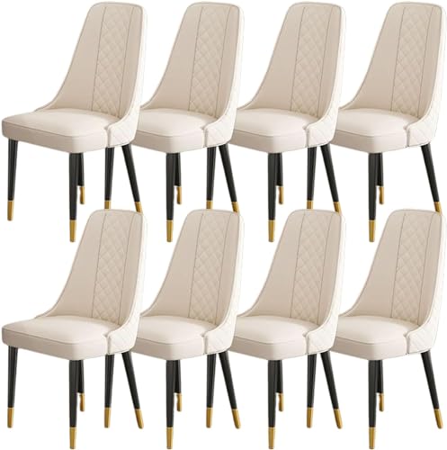 WZZQZR Esszimmerstühle Set mit 2/4/6/8 modernen Kunstlederstühlen aus NAPA-Leder, für Küche, Wohnzimmer, Akzentstühle, wasserdicht, Leder-Seitenstuhl mit Massivholzbein (Farbe: I, Größe: 8-teiliges von WZZQZR