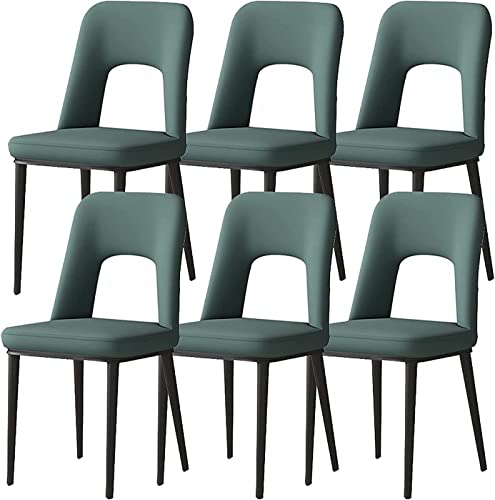WZZQZR Esszimmerstühle Set mit 6 Kunstleder-Beinen aus Karbonstahl, Freizeit-Beistellstühle für Büro, Lounge, Esszimmer, Schlafzimmer, Stühle (Farbe: Grün) von WZZQZR