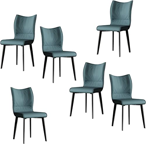 WZZQZR Esszimmerstühle aus Leder, 6er-Set, modern, schlicht, Lounge-Stuhl, Beine aus Karbonstahl, Bürostuhl (Farbe: Grün) von WZZQZR