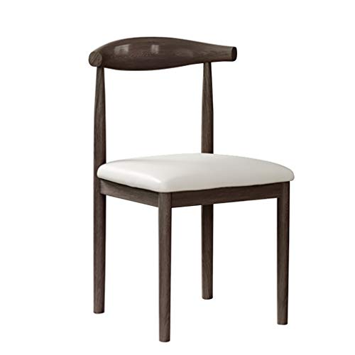 WZZQZR Gepolsterter Esszimmerstuhl, nordischer minimalistischer Schreibtisch und Stuhl mit Rückenlehne, Haushaltsstuhl aus Schmiedeeisen aus Walnusshorn (Farbe: D) von WZZQZR