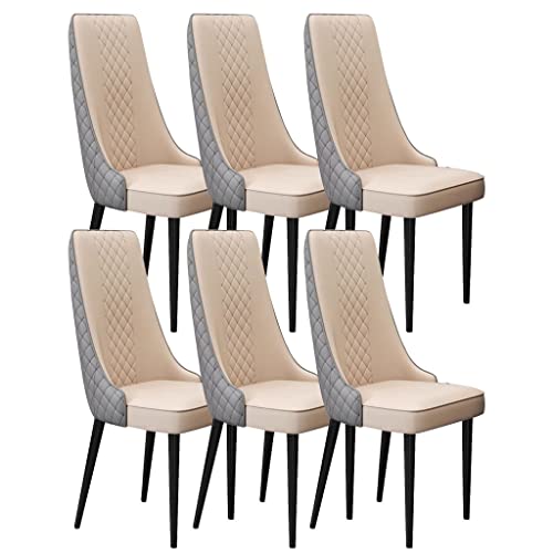 WZZQZR Küchen-Esszimmerstühle, 6er-Set, Mikrofaser-Leder, Küchentisch, Beistellstühle, stabile Karbonstahl-Metallbeine (Farbe: Khaki + Dunkelgrau) von WZZQZR