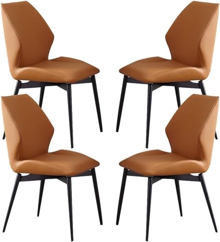 WZZQZR Küchen-Leder-Esszimmerstühle, ergonomischer Sitz mit Karbonstahl-Metall-Stuhlbeinen für Zuhause, gewerbliche Restaurants (Farbe: Orange) von WZZQZR
