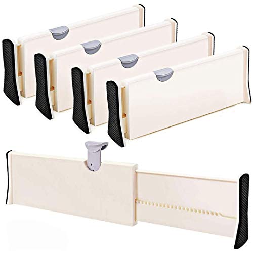 4er-Set einstellbare Schubladenteiler Organizer Separatoren - Dresser Organizer - für Schlafzimmer, Badezimmer, Schrank, Babyschublade, Schreibtisch, Babyschublade, Schreibtisch, Küchenspeicher, Beige von autumndeer