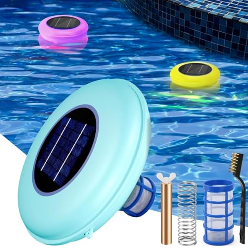 WaaYb 45.000 Gallone Solar Pool Ionizer Solar angetrieben, 7-Farben LED Light Pool Ionizer Reiniger Schwimmen, Reinigen Sie 85% weniger Chlorpool-Spa-Brunnenreinigungsausrüstung Pool-Wasserklärer von WaaYb