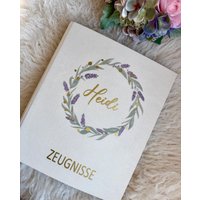 F Personalisierte Mappe Ordner Für Zeugnisse Und Urkunden Mit Namen Leinen Blumen Floral Buchrückenbeschriftung | Zeugnisordner Mädchen von WaalinaDesign