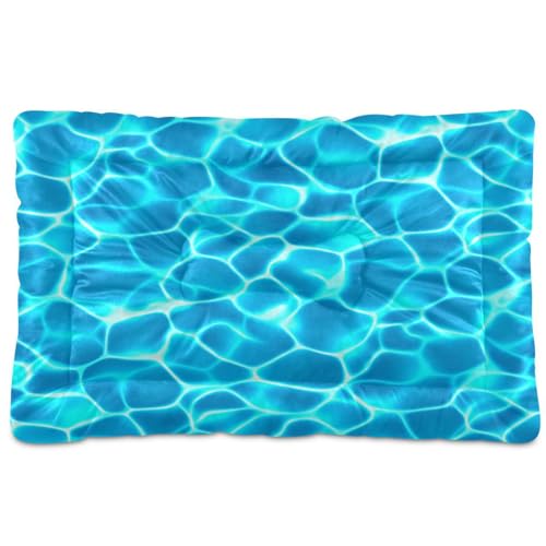 Waassud Abstraktes blaues wasserdickes Hundebett, rutschfest, kaufest, Haustierbett für Hunde und Katzen, weich, waschbar, Hundehüttenkissen für Boden, Sofa, Auto, 45,7 x 61 cm von Waassud