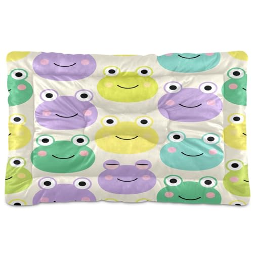 Waassud Dickes Hundebett, bunt, Frosch, rutschfest, kaufest, Haustierbett für Hunde und Katzen, weich, waschbar, für Boden, Sofa, Auto, 91,4 x 61 cm von Waassud
