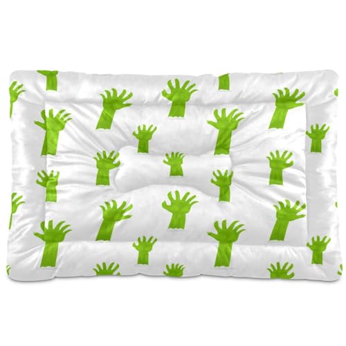 Waassud Grüne Zombie-Hände, dicke Hundebett-Matte, rutschfest, kaufest, Haustierbett für Hunde und Katzen, weich, waschbar, Hundehütten-Pad für Boden, Sofa, Auto, 91,4 x 61 cm von Waassud