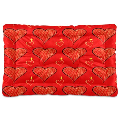 Waassud Hearts and Stars dicke Hundebett-Matte, rutschfest, kauresistent, Haustierbett für Hunde und Katzen, weich, waschbar, Hundehüttenkissen für Boden, Sofa, Auto, 45,7 x 61 cm von Waassud