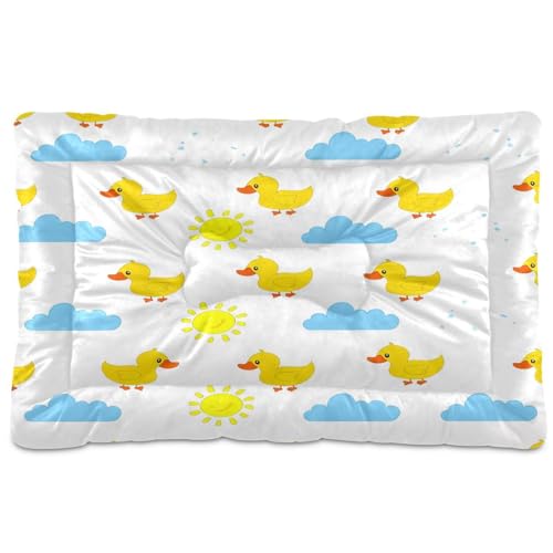 Waassud Hundebett-Matte mit süßen, gelben Enten, rutschfest, kaufest, Haustierbett für Hunde und Katzen, weich, waschbar, Hundehüttenkissen für Boden, Sofa, Auto, 45,7 x 61 cm von Waassud
