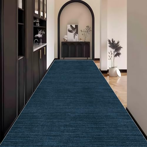 Abstrakt Teppich Läufer Flur Blau, Teppichläufer küchenläufer Lang Waschbar rutschfest 110x600cm küchen läufer Flurläufer Fußmatte Wohnzimmerteppich Dauerhaft für Esszimmer Korridor Meterware von Waazgle