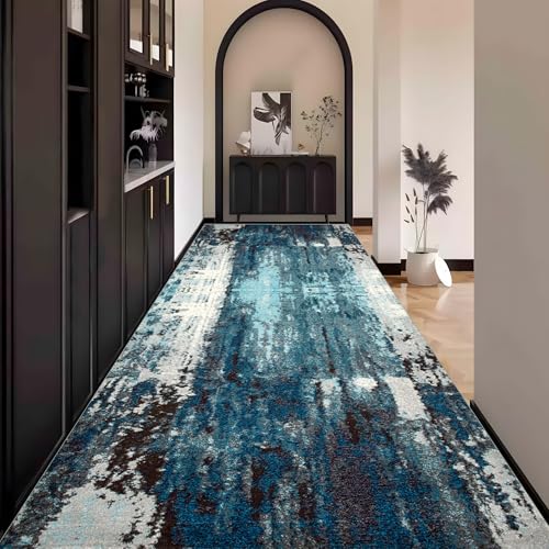Abstrakt Teppich Läufer Flur Blau Grau küche Lang Waschbar rutschfest 100x150cm Teppichläufer Flurläufer küchenläufer Fußmatte Wohnzimmerteppich Dauerhaft für Esszimmer Korridor Meterware Abstrakt Teppich Läufer Flur Blau Grau küche Lang Waschbar rutschfest 100x150cm Teppichläufer Flurläufer küchenläufer Fußmatte Wohnzimmerteppich Dauerhaft für Esszimmer Korridor Meterware von Waazgle