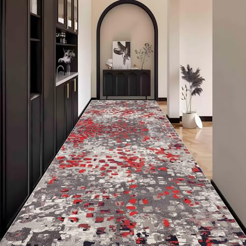 Abstrakt Teppich Läufer Flur Bunt, Teppichläufer küchenläufer Lang Waschbar rutschfest 110x600cm küchen läufer Flurläufer Fußmatte Wohnzimmerteppich Dauerhaft für Esszimmer Korridor Meterware von Waazgle