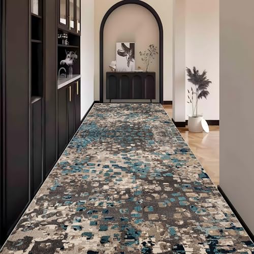 Abstrakt Teppich Läufer Flur Bunt, Teppichläufer küchenläufer Lang Waschbar rutschfest 120x600cm küchen läufer Flurläufer Fußmatte Wohnzimmerteppich Dauerhaft für Esszimmer Korridor Meterware von Waazgle