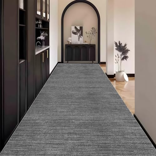 Abstrakt Teppich Läufer Flur Grau, Teppichläufer küchenläufer Lang Waschbar rutschfest 110x600cm küchen läufer Flurläufer Fußmatte Wohnzimmerteppich Dauerhaft für Esszimmer Korridor Meterware von Waazgle
