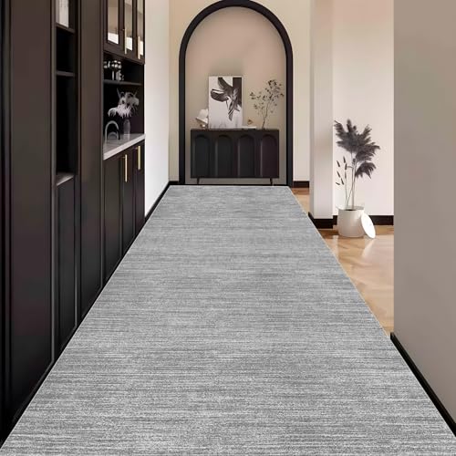 Abstrakt Teppich Läufer Flur Grau, Teppichläufer küchenläufer Lang Waschbar rutschfest 110x600cm küchen läufer Flurläufer Fußmatte Wohnzimmerteppich Dauerhaft für Esszimmer Korridor Meterware von Waazgle