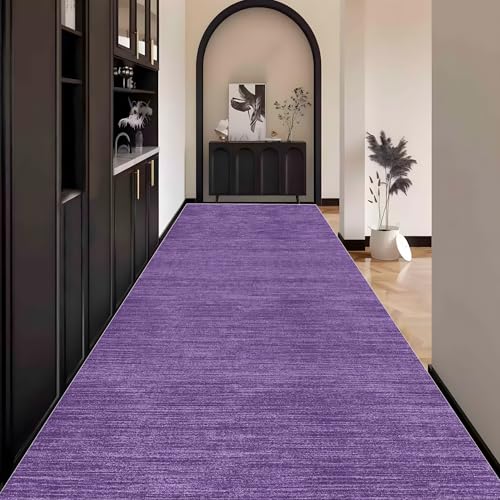 Abstrakt Teppich Läufer Flur Violett, Teppichläufer küchenläufer Lang Waschbar rutschfest 120x550cm küchen läufer Flurläufer Fußmatte Wohnzimmerteppich Dauerhaft für Esszimmer Korridor Meterware von Waazgle