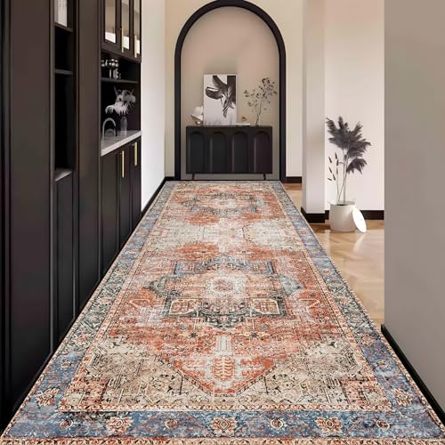 Boho Teppich Läufer Flur, Bunt Vintage Teppichläufer küchenläufer Lang Waschbar rutschfest 50x180cm küchen läufer Flurläufer Fußmatte Wohnzimmerteppich Dauerhaft für Esszimmer Korridor Meterware von Waazgle