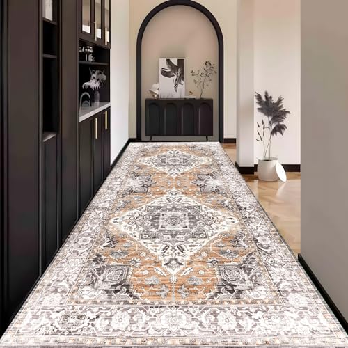 Boho Teppich Läufer Flur Bunt, Teppichläufer küchenläufer Lang Waschbar rutschfest 110x500cm küchen läufer Flurläufer Fußmatte Wohnzimmerteppich Dauerhaft für Esszimmer Korridor Meterware von Waazgle