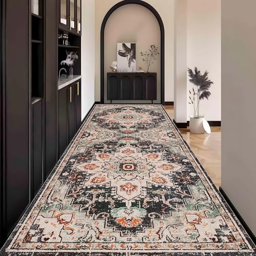 Boho Teppich Läufer Flur Bunt, Teppichläufer küchenläufer Lang Waschbar rutschfest 120x600cm küchen läufer Flurläufer Fußmatte Wohnzimmerteppich Dauerhaft für Esszimmer Korridor Meterware von Waazgle
