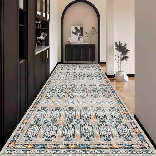 Boho Teppich Läufer Flur Bunt, Teppichläufer küchenläufer Lang Waschbar rutschfest 80x280cm küchen läufer Flurläufer Fußmatte Wohnzimmerteppich Dauerhaft für Esszimmer Korridor Meterware von Waazgle