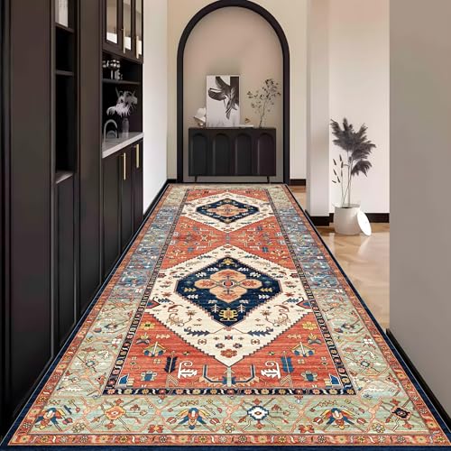 Boho Teppich Läufer Flur Bunt küche Lang Waschbar rutschfest 120x400cm Teppichläufer Flurläufer küchenläufer Fußmatte Wohnzimmerteppich Dauerhaft für Esszimmer Korridor Meterware von Waazgle