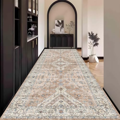Boho Teppich Läufer Flur Bunt küche Lang Waschbar rutschfest 60x600cm Teppichläufer Flurläufer küchenläufer Fußmatte Wohnzimmerteppich Dauerhaft für Esszimmer Korridor Meterware von Waazgle