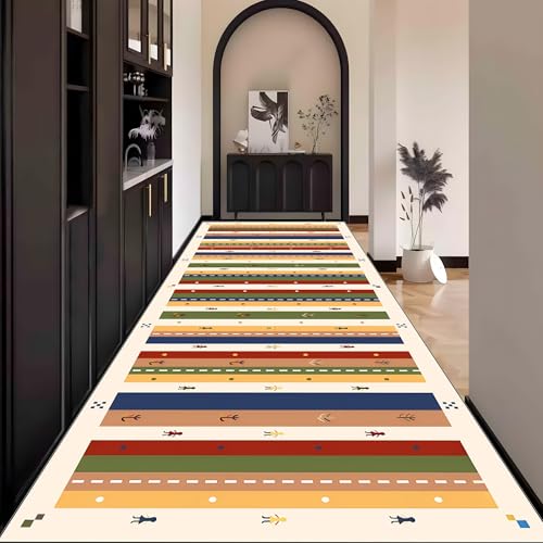 Boho Teppich Läufer Flur Bunt küche Lang Waschbar rutschfest 70x300cm Teppichläufer Flurläufer küchenläufer Fußmatte Wohnzimmerteppich Dauerhaft für Esszimmer Korridor Meterware von Waazgle