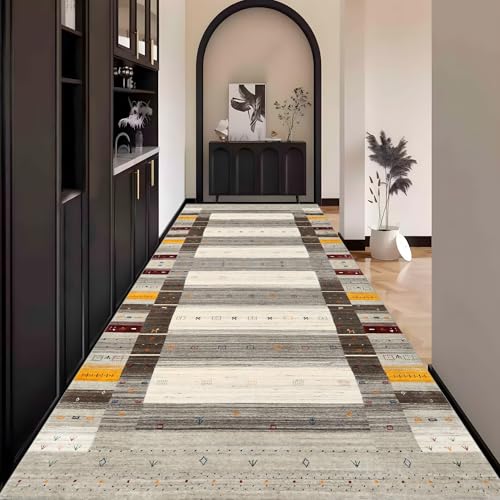 Boho Teppich Läufer Flur Bunt küche Lang Waschbar rutschfest 90x600cm Teppichläufer Flurläufer küchenläufer Fußmatte Wohnzimmerteppich Dauerhaft für Esszimmer Korridor Meterware von Waazgle