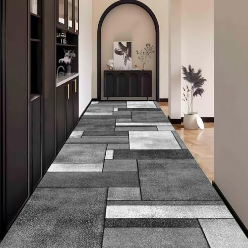 Grau Teppich Läufer Flur, Geometrisch Teppichläufer küchenläufer Lang Waschbar rutschfest 90x220cm küchen läufer Flurläufer Fußmatte Wohnzimmerteppich Dauerhaft für Esszimmer Korridor Meterware Grau Teppich Läufer Flur, Geometrisch Teppichläufer küchenläufer Lang Waschbar rutschfest 90x220cm küchen läufer Flurläufer Fußmatte Wohnzimmerteppich Dauerhaft für Esszimmer Korridor Meterware von Waazgle