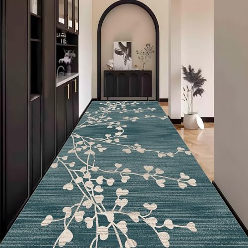 Grün Teppich Läufer Flur küche Lang Waschbar rutschfest 70x180cm Teppichläufer Flurläufer küchenläufer Fußmatte Wohnzimmerteppich Dauerhaft für Esszimmer Korridor Meterware von Waazgle