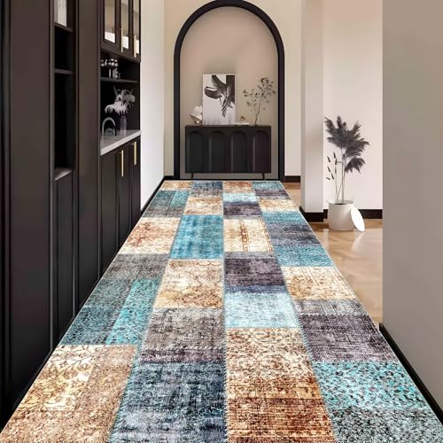 Vintage Teppich Läufer Flur, Teppichläufer küchenläufer Lang Waschbar rutschfest 110x500cm küchen läufer Flurläufer Fußmatte Wohnzimmerteppich Dauerhaft für Esszimmer Korridor Meterware Vintage Teppich Läufer Flur, Teppichläufer küchenläufer Lang Waschbar rutschfest 110x500cm küchen läufer Flurläufer Fußmatte Wohnzimmerteppich Dauerhaft für Esszimmer Korridor Meterware von Waazgle